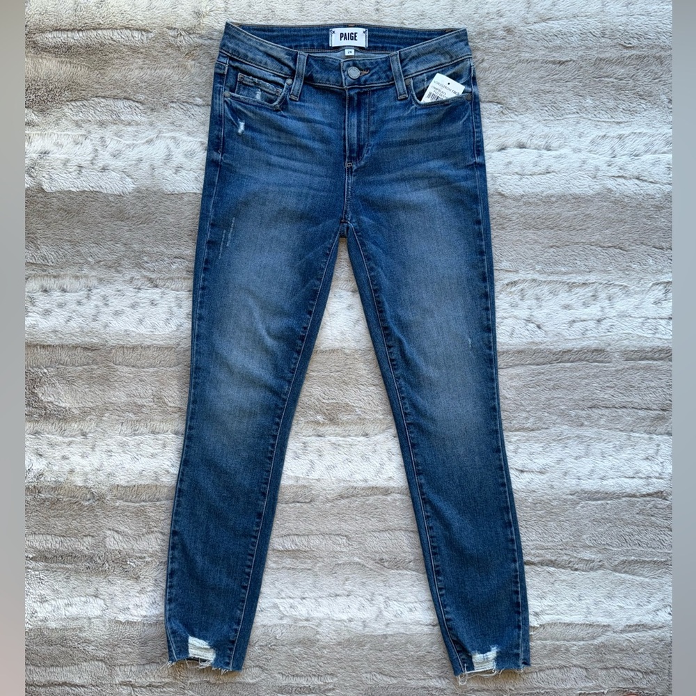 NWT PAIGE Verdugo Distressed Ankle Skinny Jeans in Flo Destructed Size 26 - Picture 4 of 15